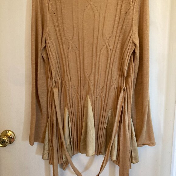 Vintage Anthropologie Knitted & Knotted Gold Cardigan Sweater MED - Picture 5 of 10